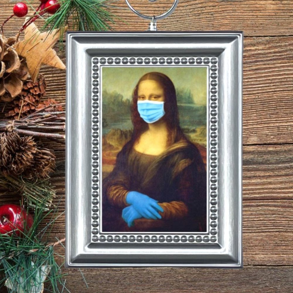 Mona Lisa Pandemic Covid Face Mask Christmas Tree Ornament